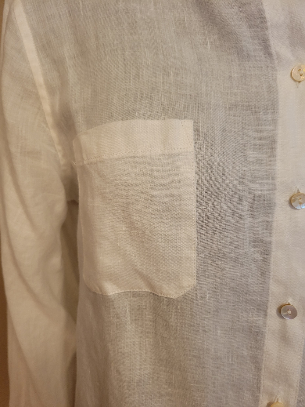 Lilly Pulitzer Sea View 100% Linen Classic White Button-Down Women's Shirt - Picture 8 of 8